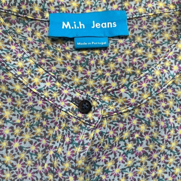 M.i.h. Jeans 100% Silk Long Sleeve Purple Yellow Floral Button Down Shirt Size M - Picture 4 of 7